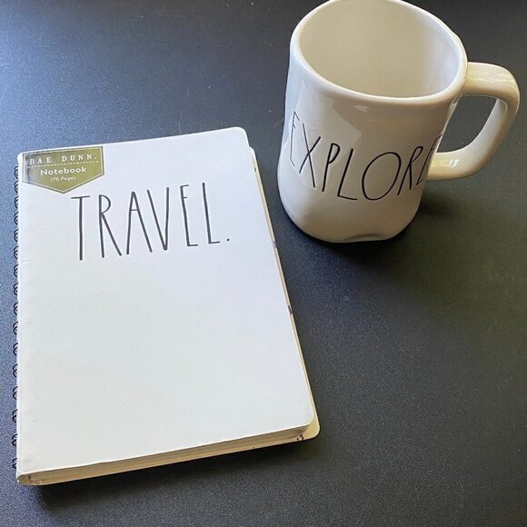 Rae Dunn Bundle Travel Notebook & Explore Ceramic Mug - Picture 4 of 6